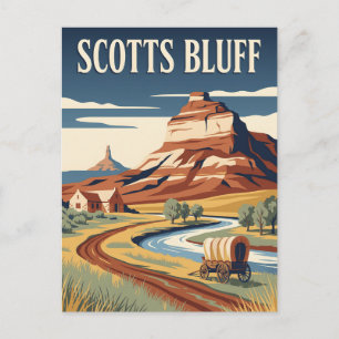 Scotts Bluff Nebraska Pioneer Retro Vintage Poster Postcard