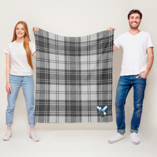 Scotts Glen Grey Tartan Plaid Fleece Blanket