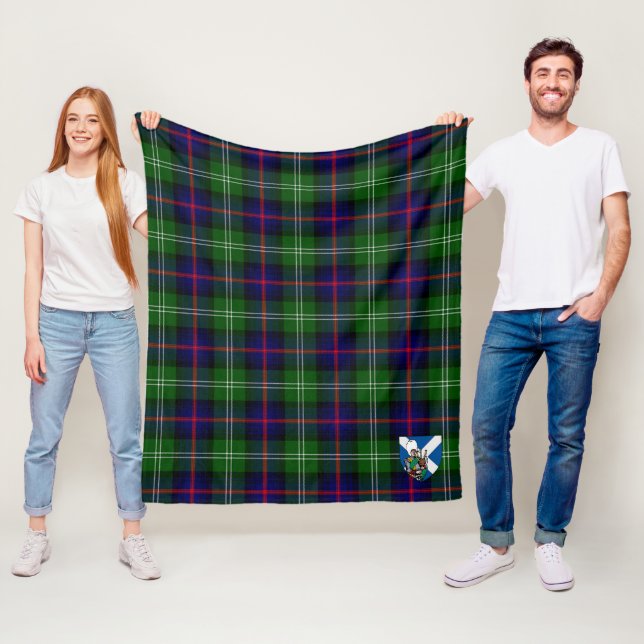 Scotts Sutherland Weathered Tartan Plaid Fleece Blanket (In Situ)