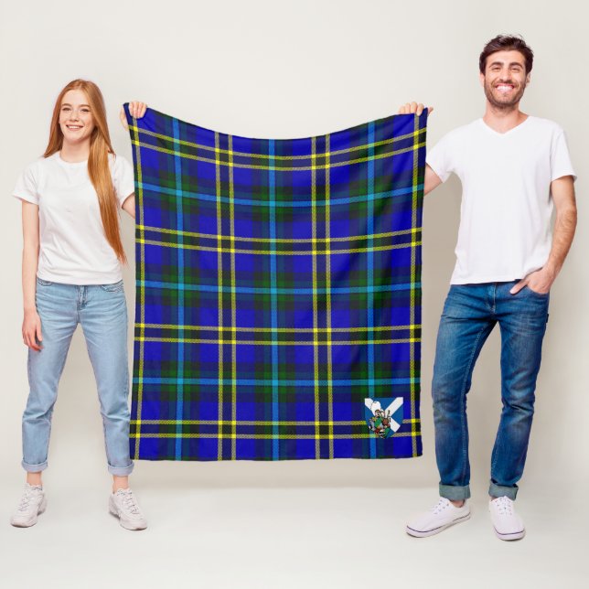 Scotts Weir Modern Tartan Plaid Fleece Blanket (In Situ)