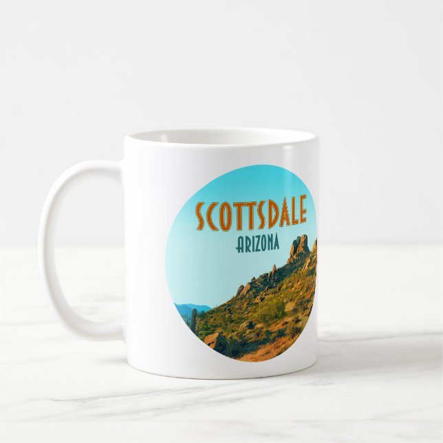 Scottsdale Arizona Cactus and Mountain Vintage Coffee Mug (Left)