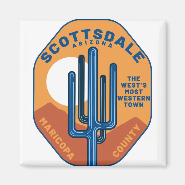 Scottsdale Arizona Cactus Mountains Magnet (Front)