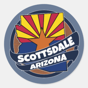 Scottsdale Arizona flag burst round stickers