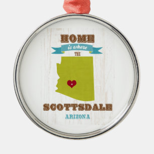 Scottsdale, Arizona Map – Home Is Where The Heart Metal Tree Decoration