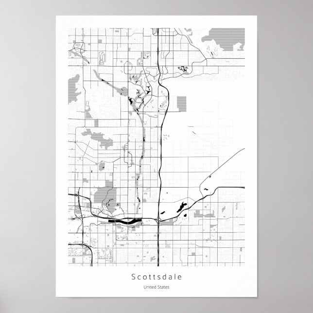 Scottsdale Arizona Modern Minimal Simple Map Poster (Front)