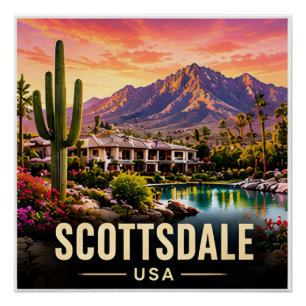 Scottsdale Arizona Sonoran Desert Mountain Travel Poster