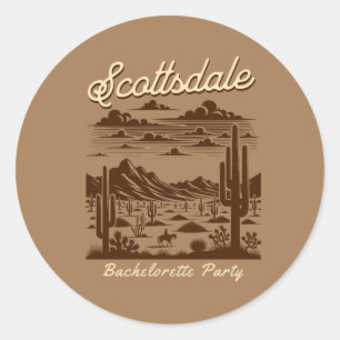 scottsdale bachelorette party brown classic round sticker