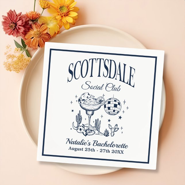 Scottsdale Bachelorette Party Vintage Grey Paper Napkin (Creator Uploaded)