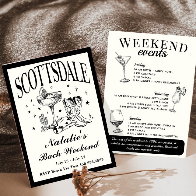 Scottsdale Bachelorette Social Cocktail Itinerary Invitation (Creator Uploaded)