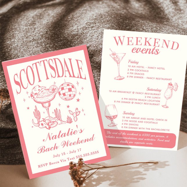 Scottsdale Bachelorette Social Cocktail Itinerary Invitation (Creator Uploaded)