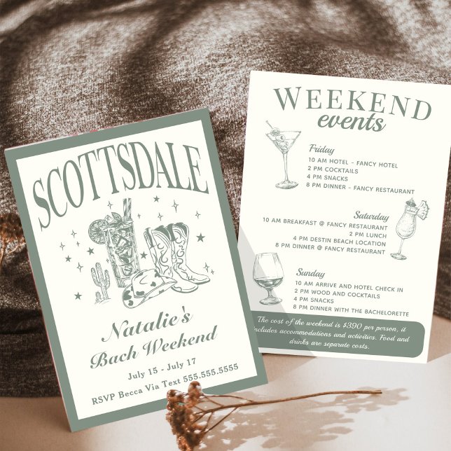 Scottsdale Bachelorette Social Cocktail Itinerary Invitation (Creator Uploaded)