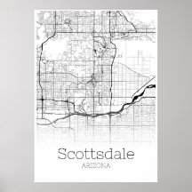 Scottsdale Map - Arizona - City Map Poster