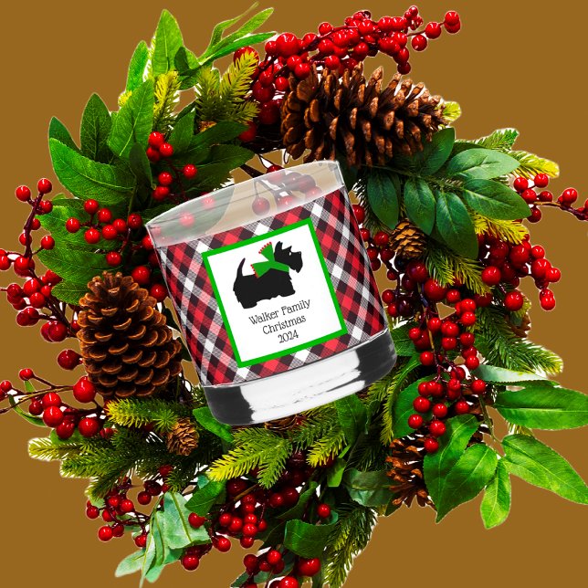 Scotty Dog and Tartan Merry Christmas Whiskey Glass (What could be more jolly than a Scottie in the holly! )