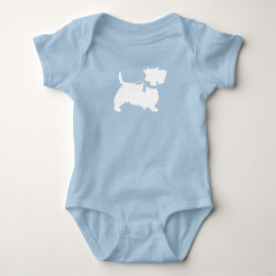 Scotty Dog Baby Shower Puppy Scottish Terrier Blue Baby Bodysuit