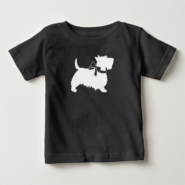 Scotty Dog Baby Shower Puppy Scottish Terrier Grey Baby T-Shirt (Front)