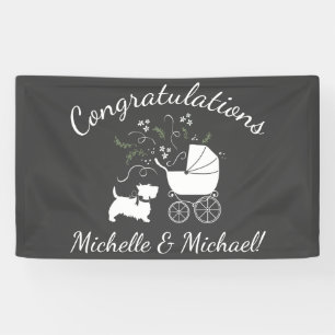 Scotty Dog Baby Shower Puppy Scottish Terrier Grey Banner