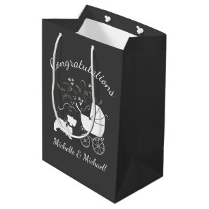 Scotty Dog Baby Shower Puppy Scottish Terrier Grey Medium Gift Bag