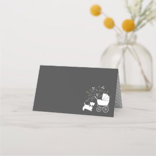 Scotty Dog Baby Shower Puppy Scottish Terrier Grey Place Card