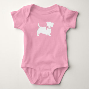 Scotty Dog Baby Shower Puppy Scottish Terrier Pink Baby Bodysuit