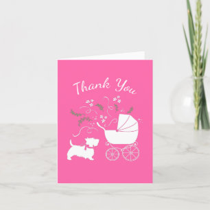 Scotty Dog Baby Shower Puppy Scottish Terrier Pink Thank You Card