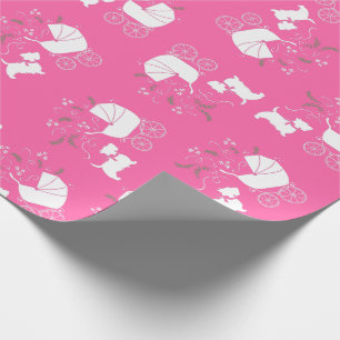 Scotty Dog Baby Shower Puppy Scottish Terrier Pink Wrapping Paper
