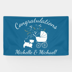 Scotty Dog Baby Shower Scottish Terrier Blue Banner