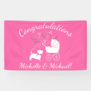 Scotty Dog Baby Shower Scottish Terrier Pink Banner