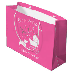 Scotty Dog Baby Shower Scottish Terrier Pink Large Gift Bag