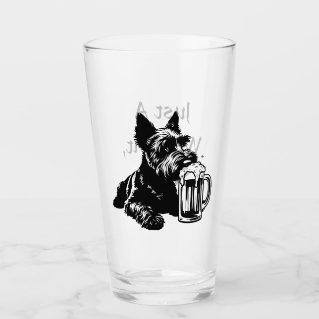 Scotty Dog Drinking Beer Personalised Pint  Glass (Front)