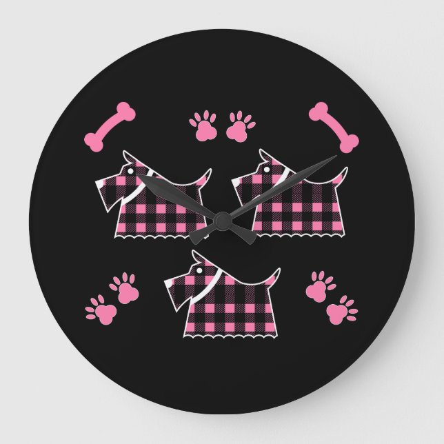 Scotty Terrier Dogs Cute Funny Terriers Breeds Thr Large Clock (Front)