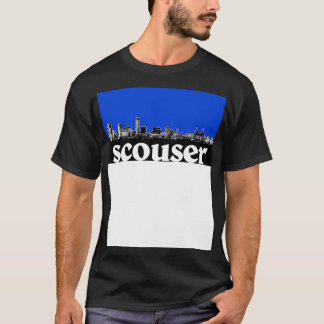 Scouser Liverpool Blue Skyline Design T-Shirt