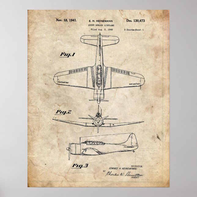Scout Bomber Aeroplane Patent Poster (Front)
