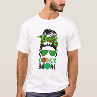Scout Cookie Mum Girl Troop Messy Bun Sunglasses T-Shirt