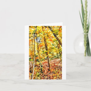 Scout Lake Park in Autumn Computer Watercolor   Card
