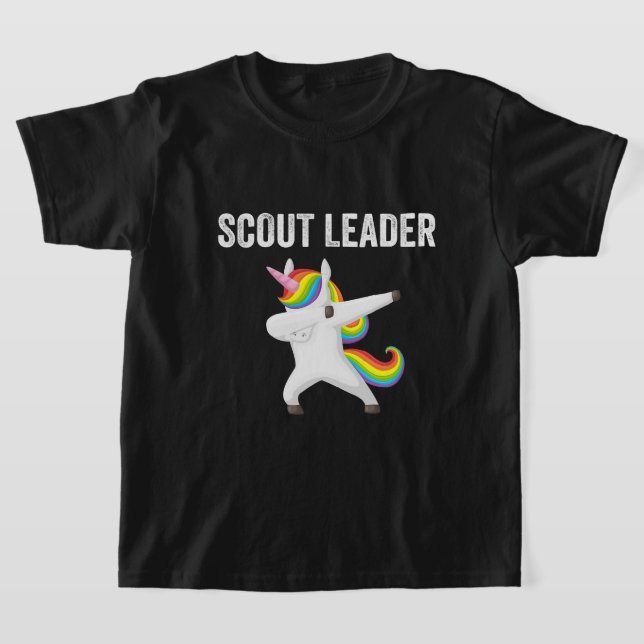 Scout Leader Dabbing Unicorn Funny Scouting Gift T-Shirt (Laydown)