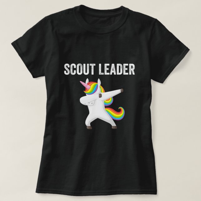 Scout Leader Dabbing Unicorn Funny Scouting Gift T-Shirt (Design Front)