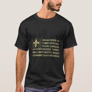 Scout Leader Funny Scout Camping Camo Us America F T-Shirt