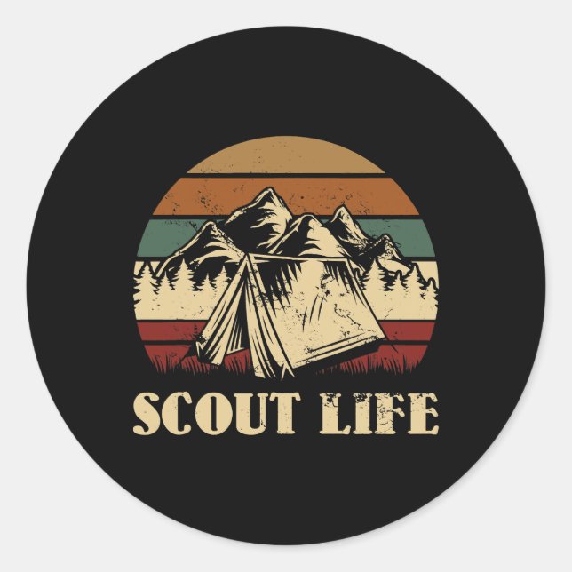 Scout Life Camping Tent Bonfire Firewood Campfire  Classic Round Sticker (Front)