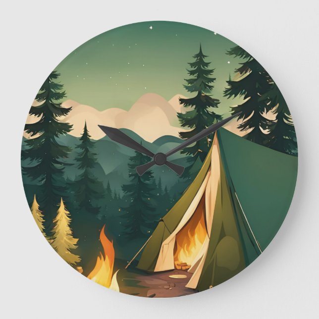 scout Love camping  Adventure  Large Clock (Front)