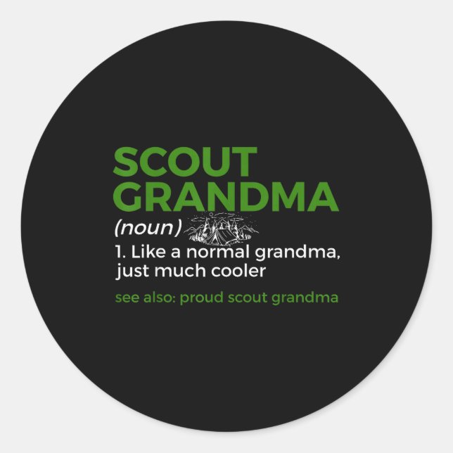 Scouting Funny Scout Grandma Definition Proud Scou Classic Round Sticker (Front)