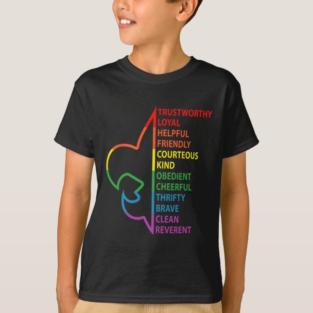 Scouting Law Scouting Camping Rainbow Colourful  T-Shirt (Front)