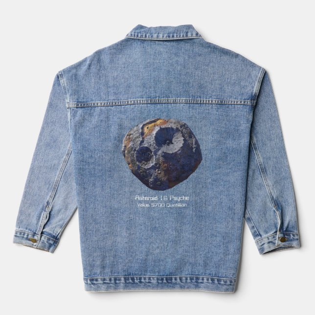 Scouting Mission to Asteroid 16 Psyche Denim Jacket (Back)