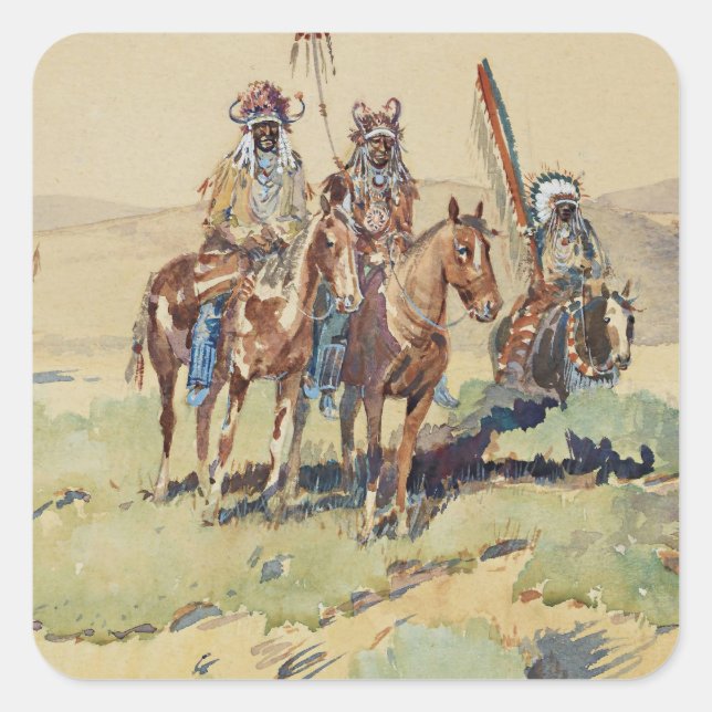 Scouting Party Western Art by Edward Borein Square Sticker (Front)