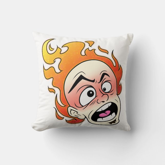 Scovillelicous Fire Head Throw Pillow (Front)