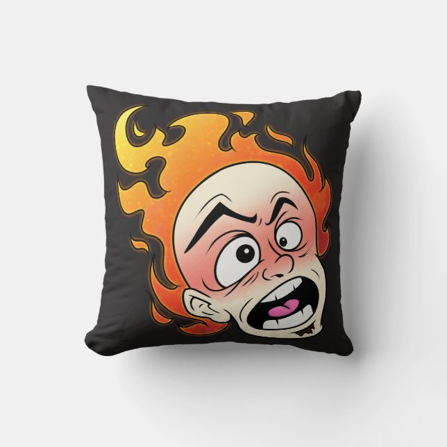 Scovillelicous Fire Head Throw Pillow (Front)
