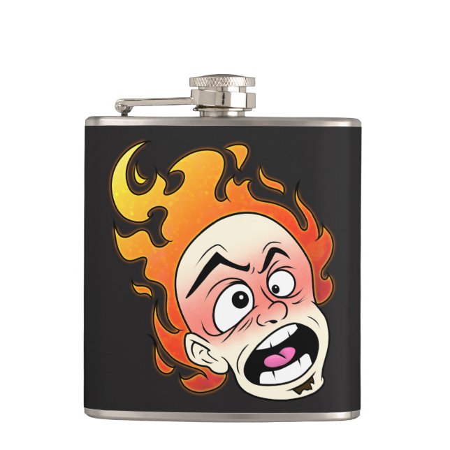 Scovillelicous Fire Head Vinyl Wrapped Flask (Front)
