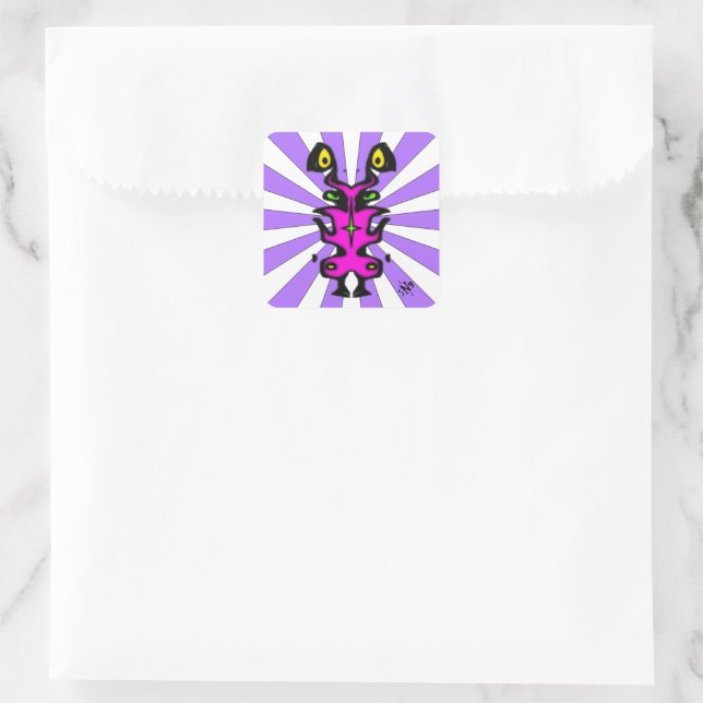 Scowling warthog like creature v1 square sticker (Bag)