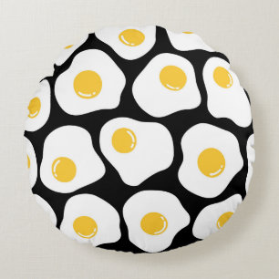 Scrambled Eggs: Quirky Vintage. Round Cushion