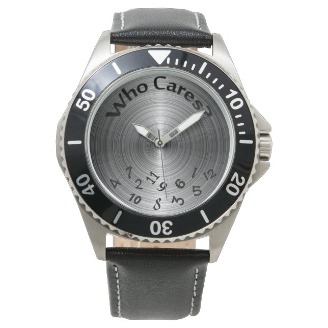 scrambled numbers on metallic grey watch (Front)