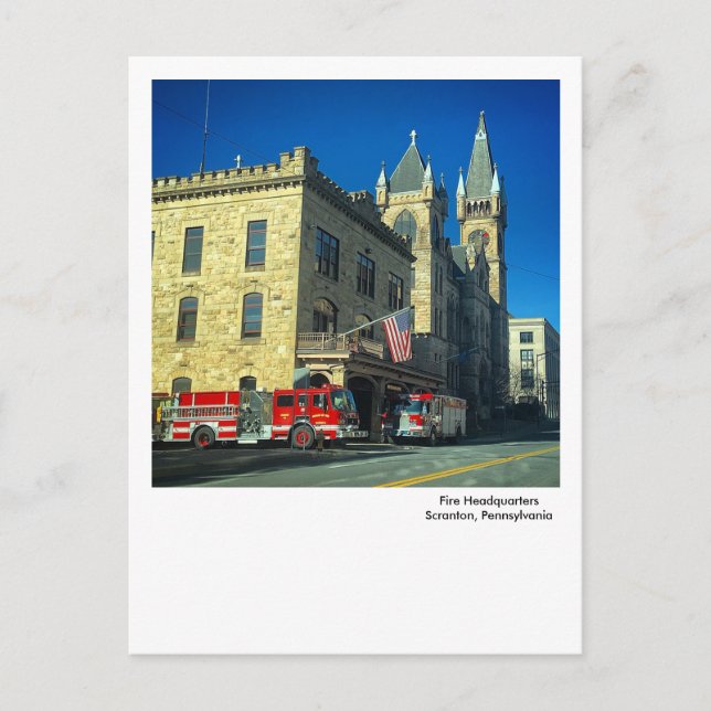 Scranton PA Postcard-Fire Headquarters Postcard (Front)